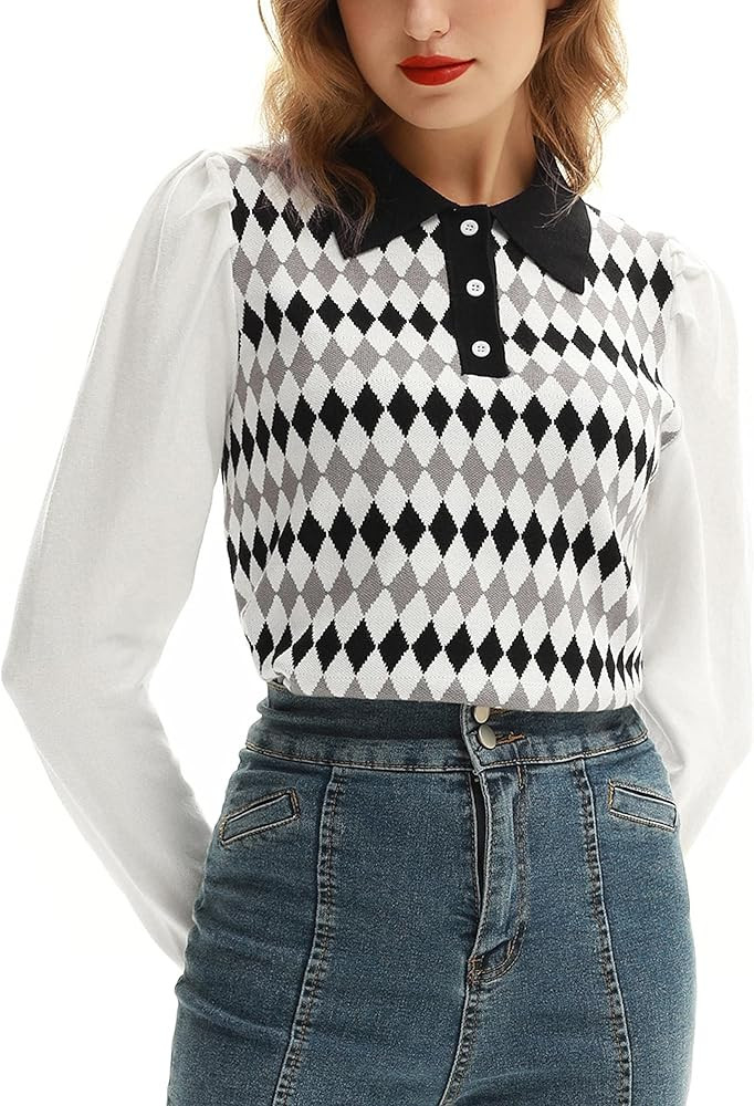 Women's Vintage Plaid Sweater Classic Color Block Pullover Sweater (Brown Plaid,S) at Amazon Wome... | Amazon (US)