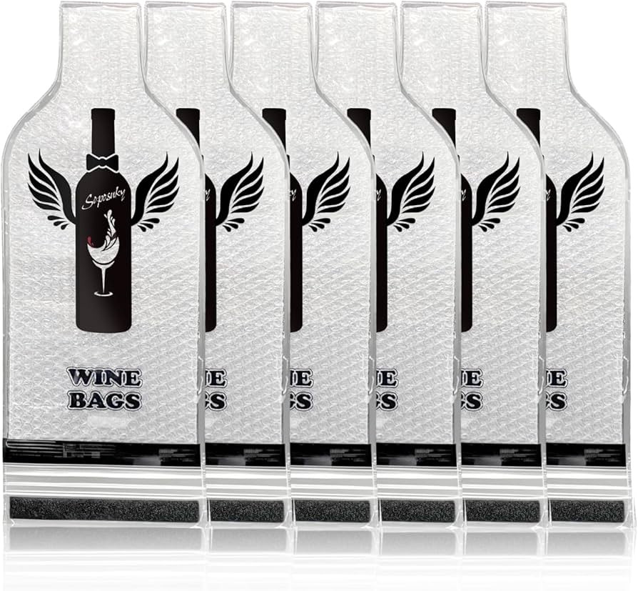 Wine Bags for Travel, 6 Pack Reusable Wine Bottle Travel Protector Bags, Double Layer Leak Proof ... | Amazon (US)