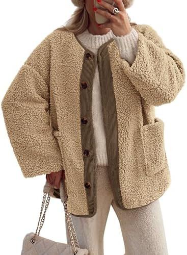 PRETTYGARDEN Women's 2026 Winter Coats Long Sleeve Button up Fuzzy Sherpa Fleece Jackets Outerwea... | Amazon (US)