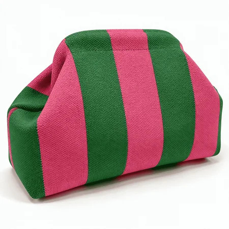 WANDF Clutch Purse for Women,Knit Striped Clutch Handbags,Woven Evening Bags,Large Dumpling Bag for Ladies,Girlfriend,Travel Makeup Storage Lightweight Portable Pouch(Green Pink Stripe) | Walmart (US)