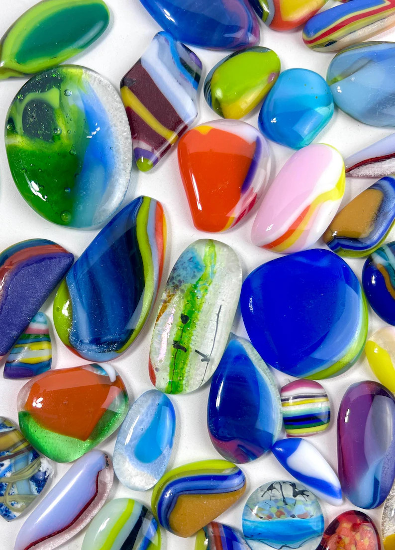 Multi-colored Fused Glass Pebbles - Etsy | Etsy (Global)