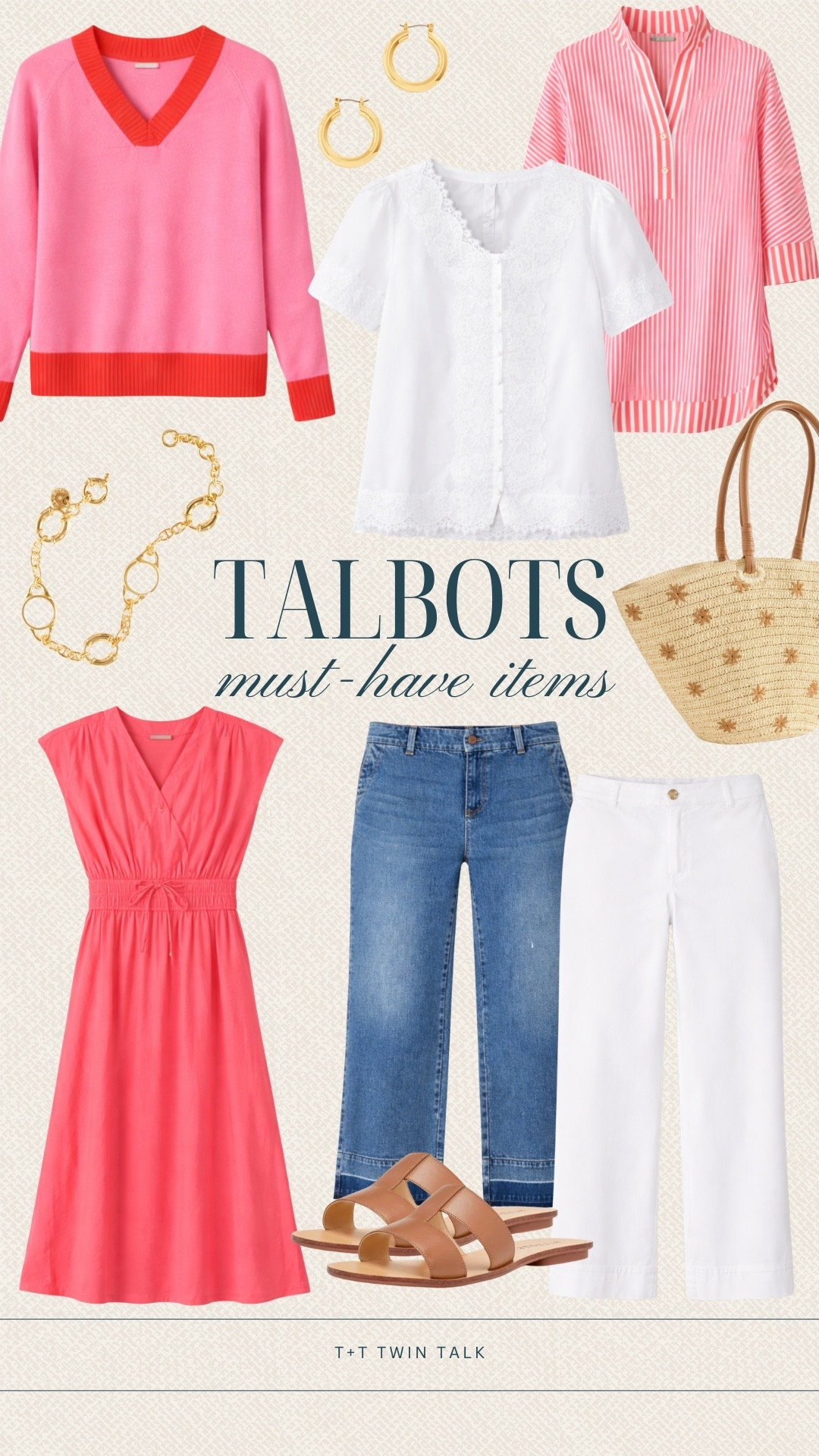 We’re loving these fresh pinks paired with white and classic denim. We added gold jewelry and a woven tote for a warm touch, while neutral sandals keep it easy. These pieces are perfect for a casual lunch or a day of shopping.

#LTKOver40 #LTKSeasonal #LTKMidsize