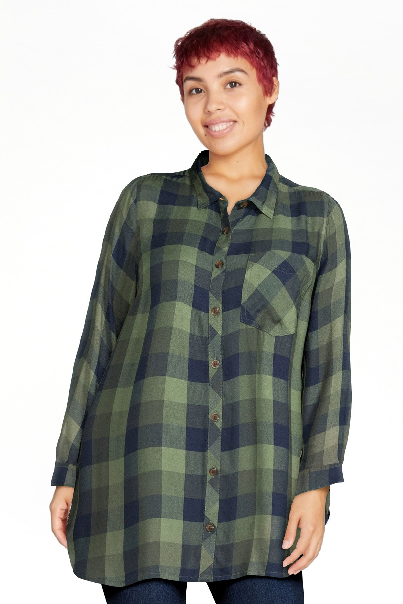 Terra & Sky Women's Plus Size Button Woven Top | Walmart (US)