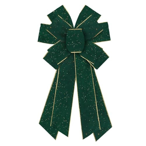 Large Green Velvet Bows for Wreath, Holiday Wreath Bow Glitter Green Craft Bows Birthday Tree Topper Bows Ornaments for Front Door New Year Christmas Party Decoration Supplies | Amazon (US)