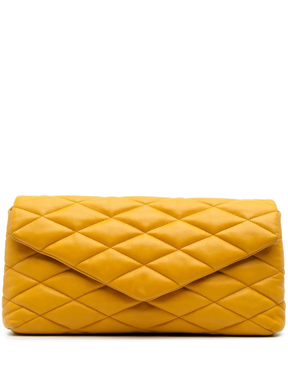 Saint Laurent Pre-Owned 2021 Quilted Lambskin Sade Puffer Envelope Clutch Bag | Yellow | FARFETCH | Farfetch Global
