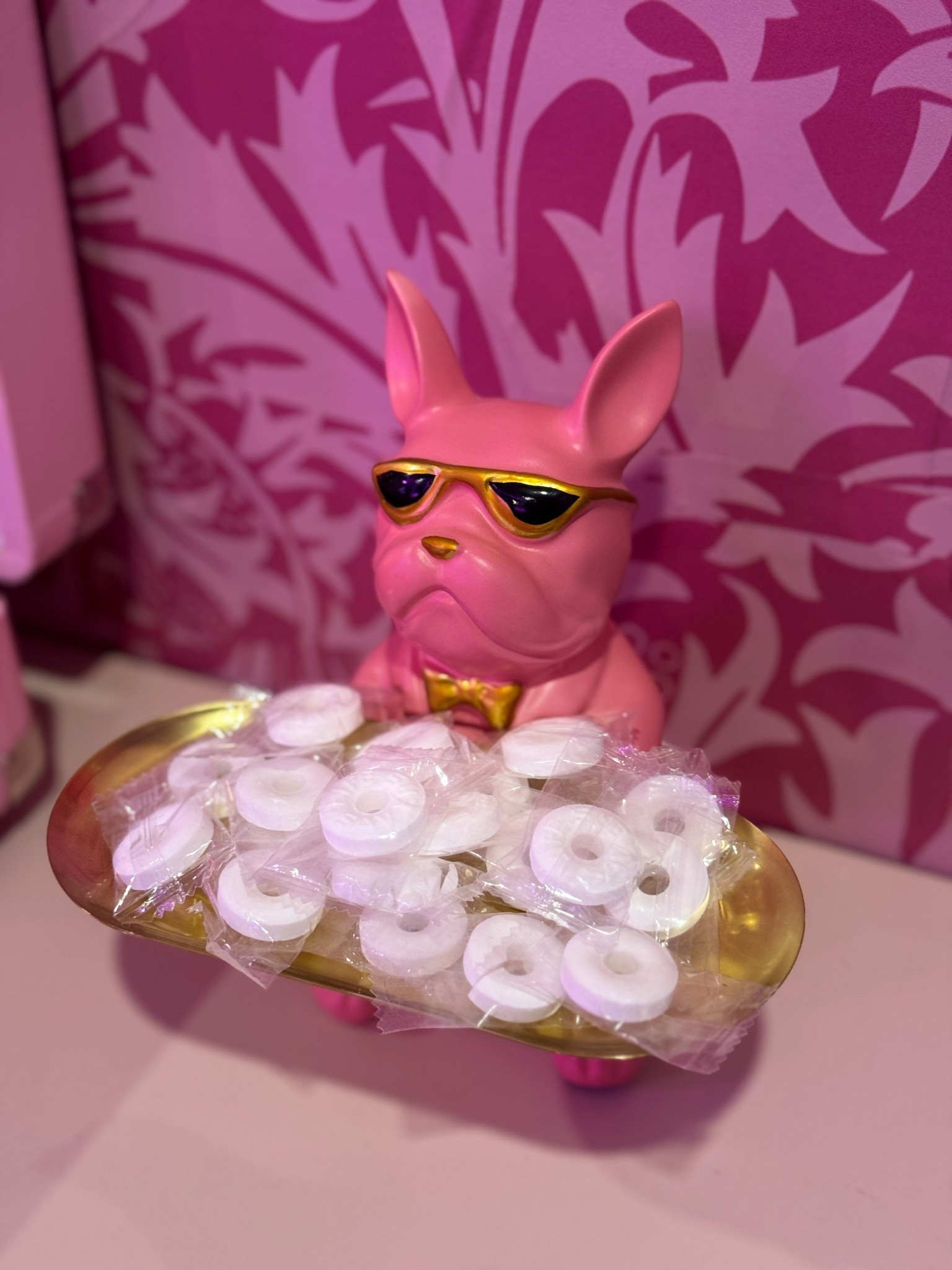 Cutie French Bulldog Serving Mints - couldn’t find my exact guy in stock but linked similar / just different sun glasses 

#LTKWorkwear #LTKHome #LTKBeauty