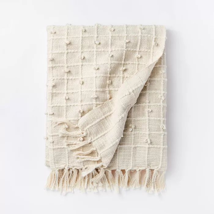 Woven Cotton Plaid Throw Blanket Cream - Threshold™ designed with Studio McGee | Target