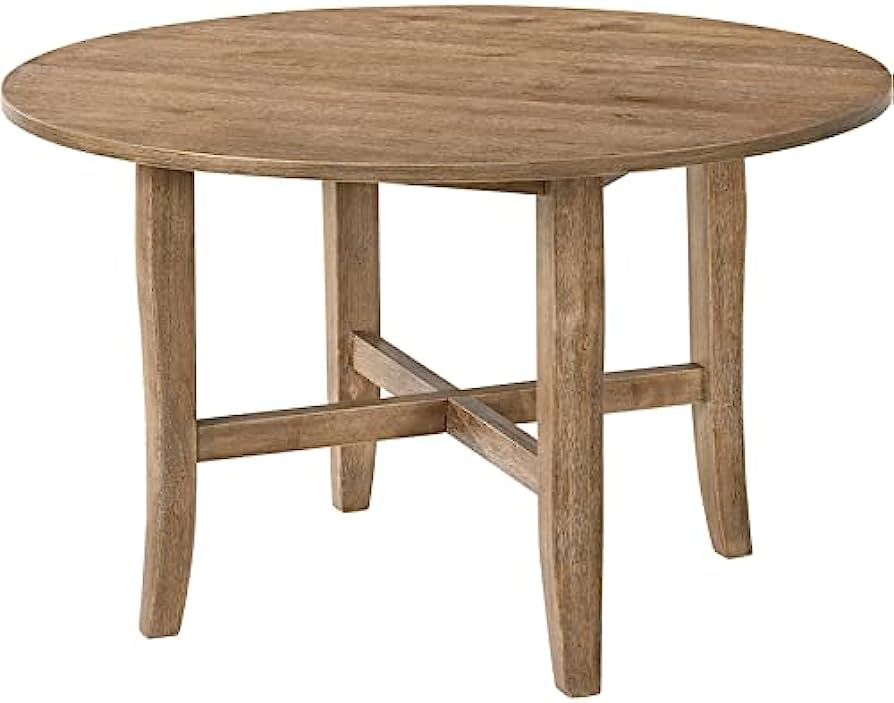 Acme Furniture Round Dining Table with Tapered Leg, Rustic Oak | Amazon (US)