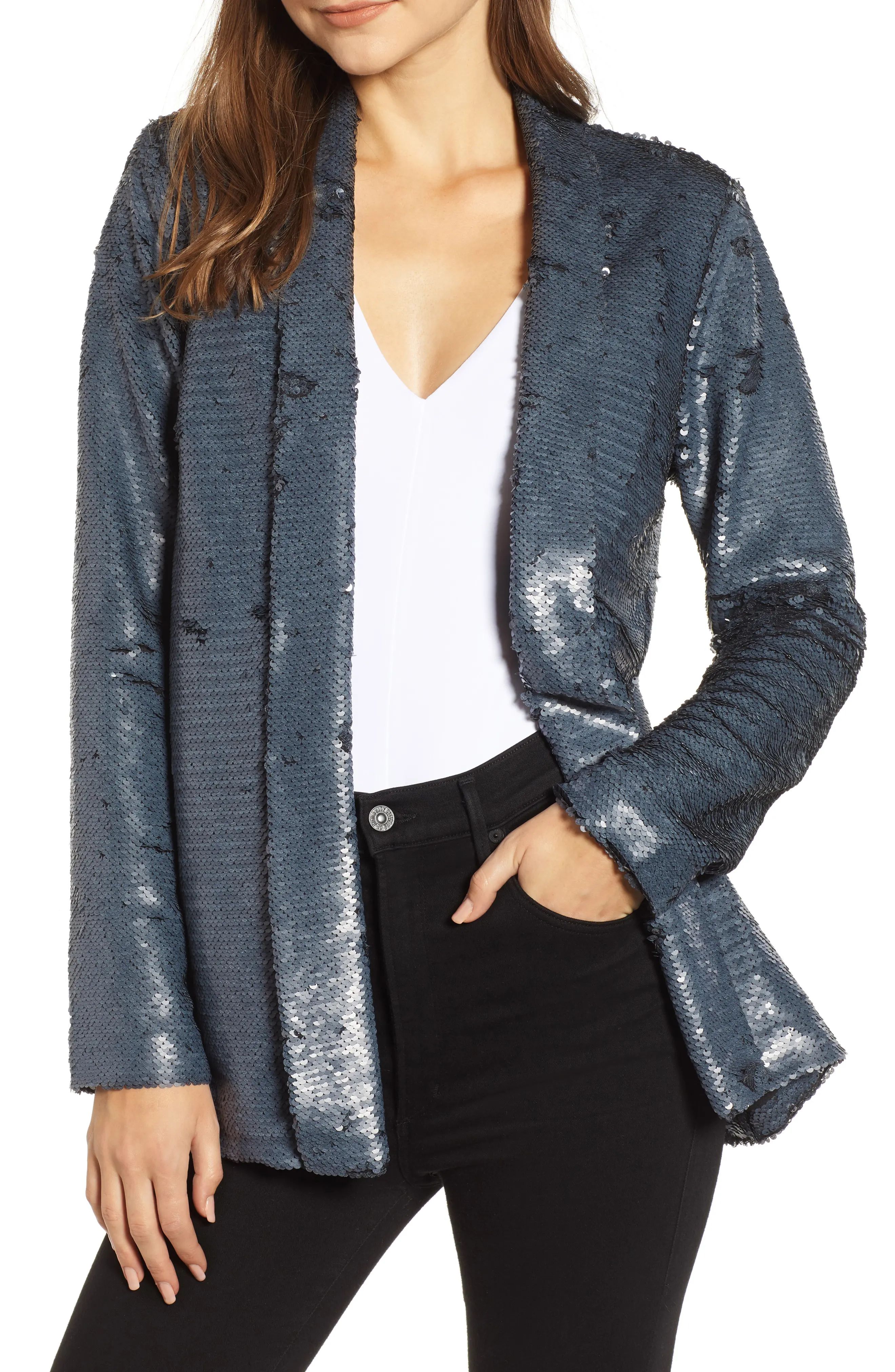 cupcakes and cashmere Shawl Collar Sequin Jacket | Nordstrom