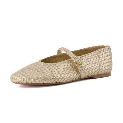 CUSHIONAIRE Women's Bistro Woven Mary Jane Flat +Memory Foam GOLD 8 | Target