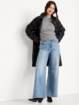 Cropped Crew-Neck Eyelash Sweater | Old Navy (US)