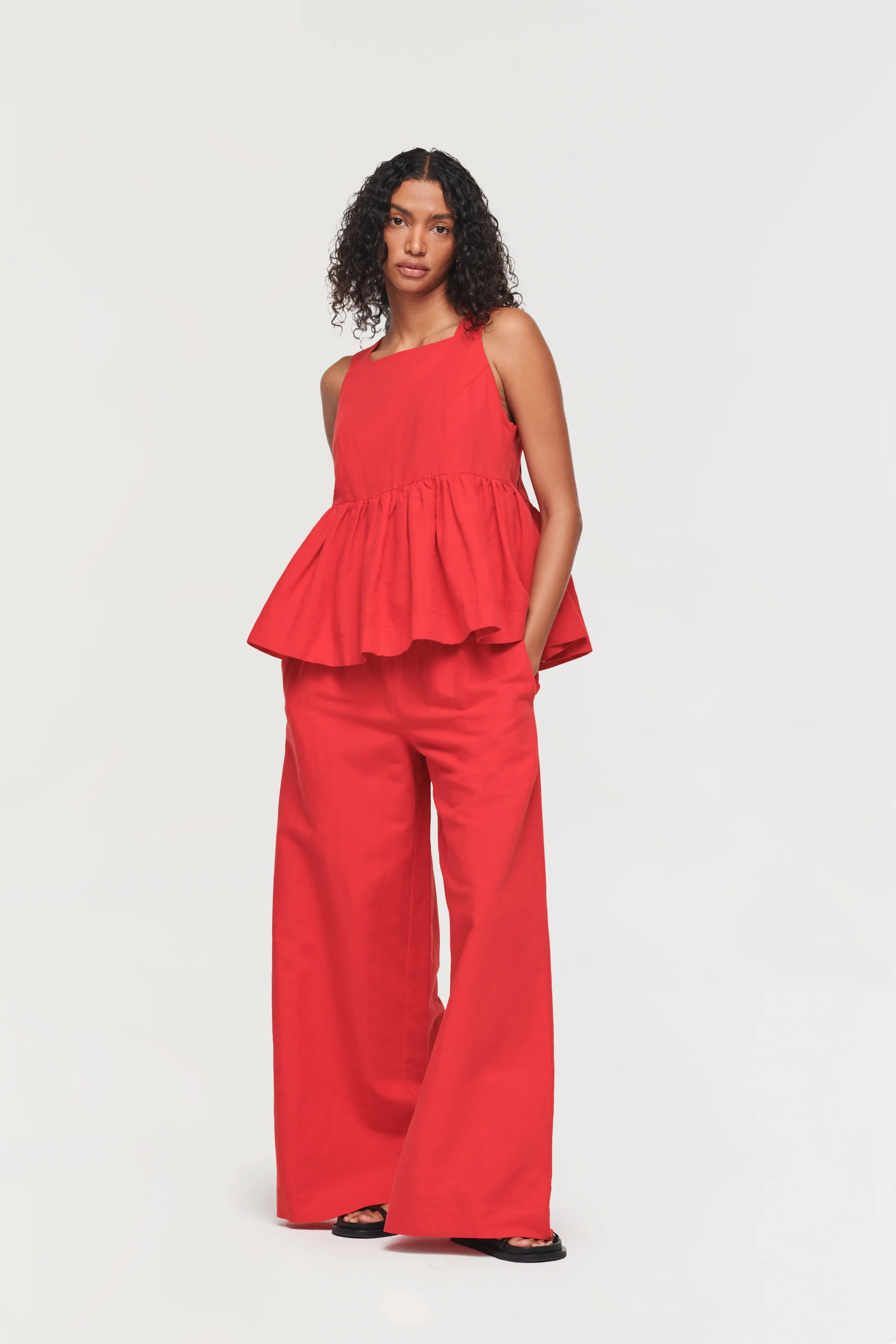 Palm | Peplum Top in Red | ALIGNE | ALIGNE USA