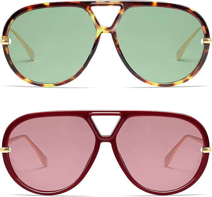 VANLINKER Oversized Trendy Polarized Aviator Sunglasses for Women Men Retro Round Sunglasses Vint... | Amazon (US)