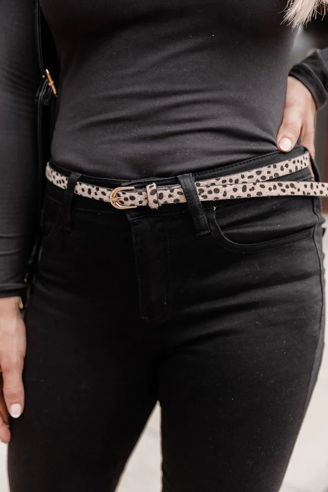 Get An Idea Leopard Skinny Beige Belt | The Pink Lily Boutique