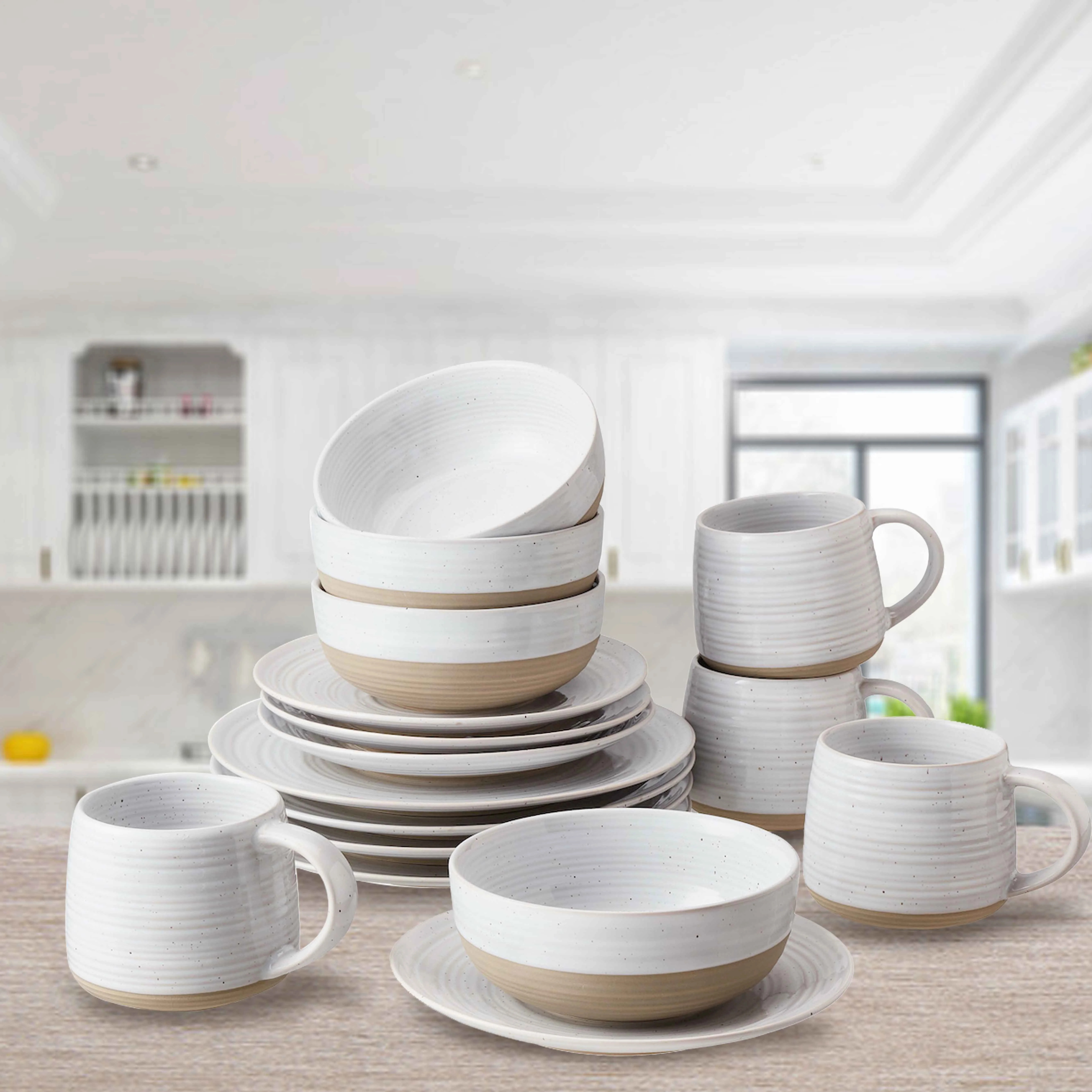Better Homes & Gardens Abott Stoneware 16 Piece Dinnerware Set - Walmart.com | Walmart (US)