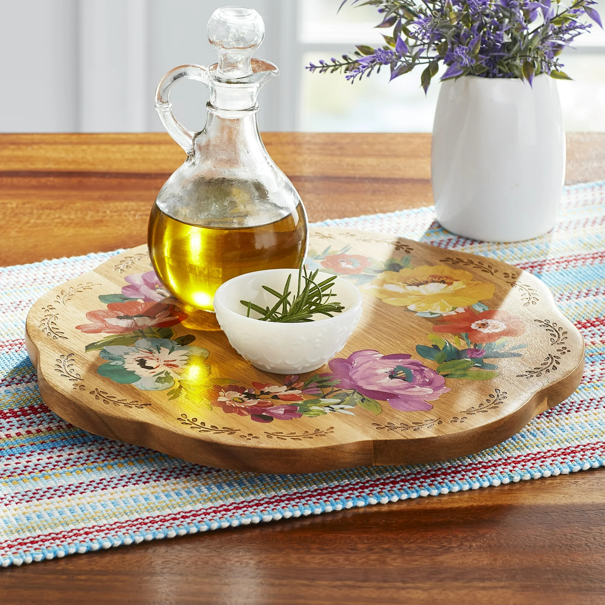 The Pioneer Woman 12-Inch Floral Wood Lazy Susan | Walmart (US)