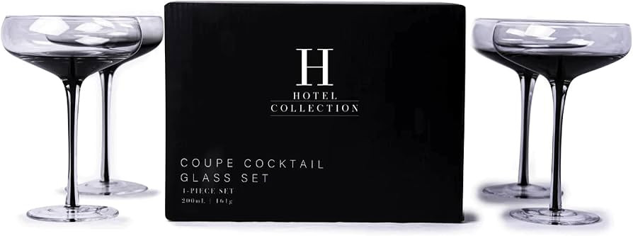 Aroma360 Hotel Collection Smoke Stem Champagne Glasses | Smoky Black Champagne and Coupe Flutes t... | Amazon (US)