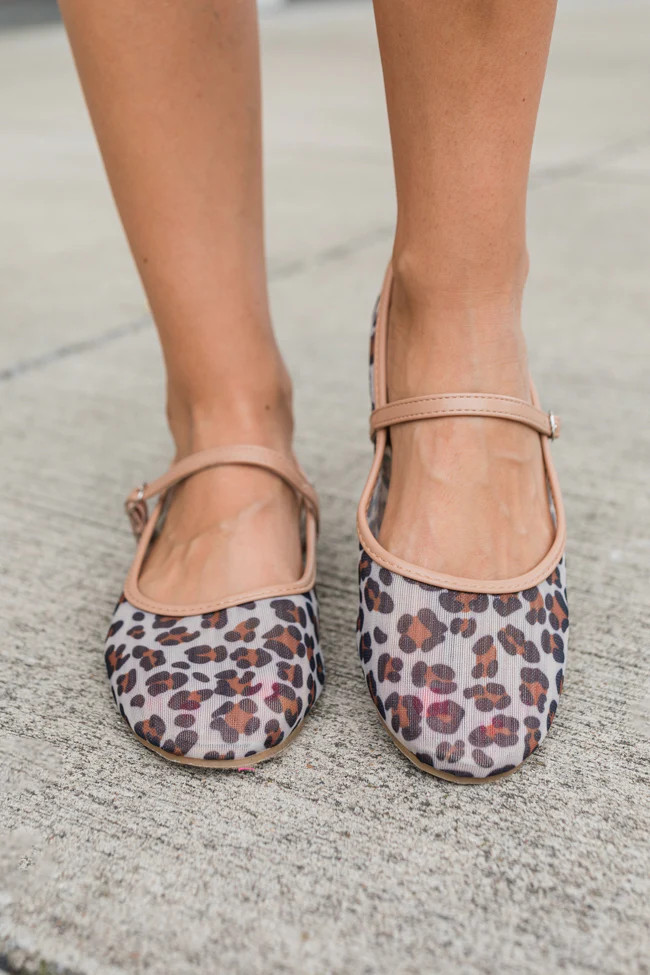 Mary Jane Mesh Leopard Ballet Flats | Pink Lily