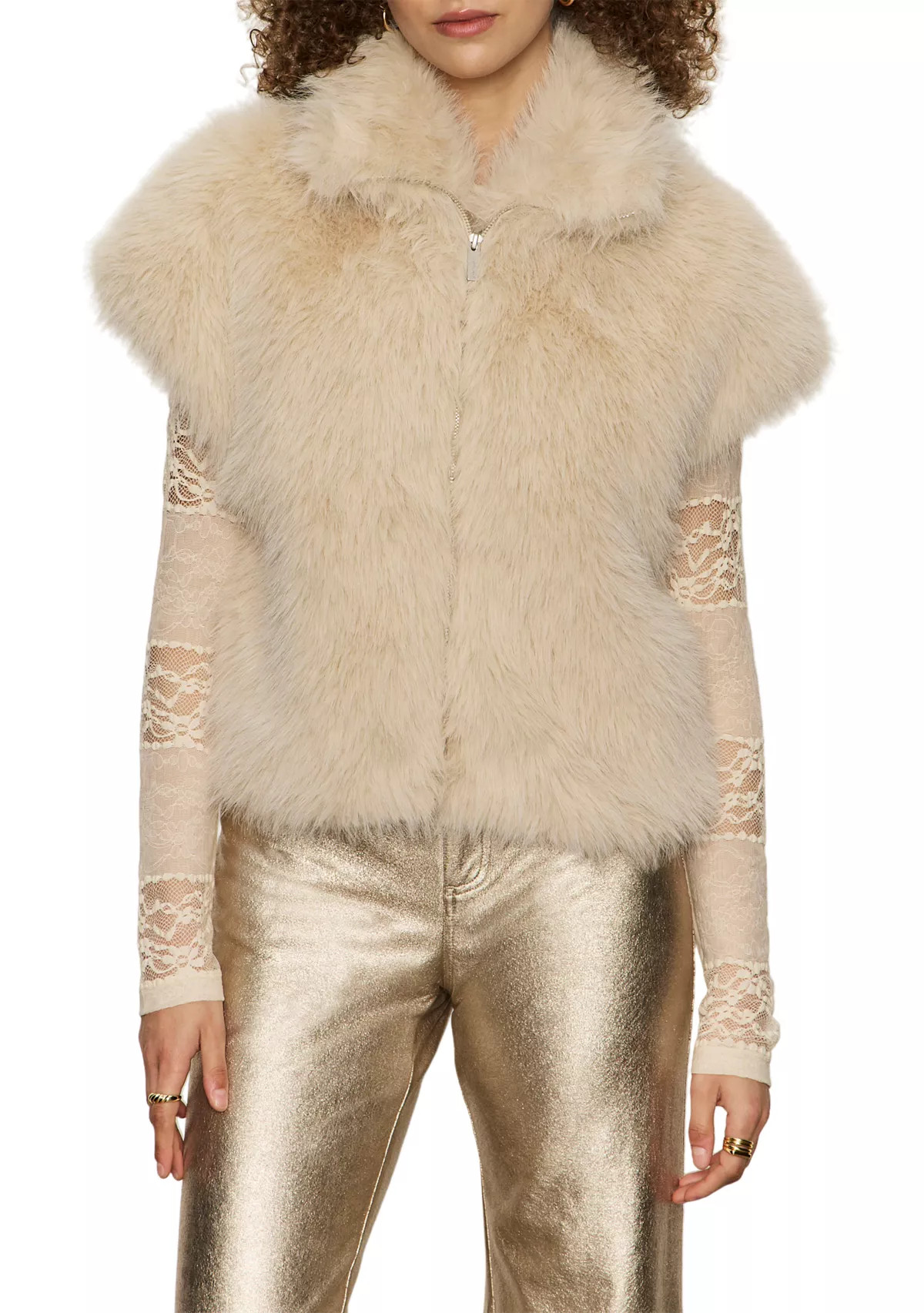 Women's Sleeveless Silky Faux Fur Vest | Belk