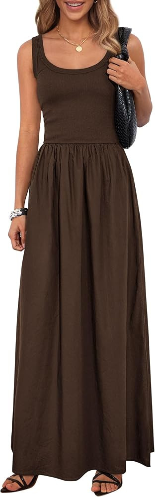 PRETTYGARDEN Womens Summer Casual Scoop Neck Sleeveless Long Dresses Tank Top Patchwork Aline Swi... | Amazon (US)