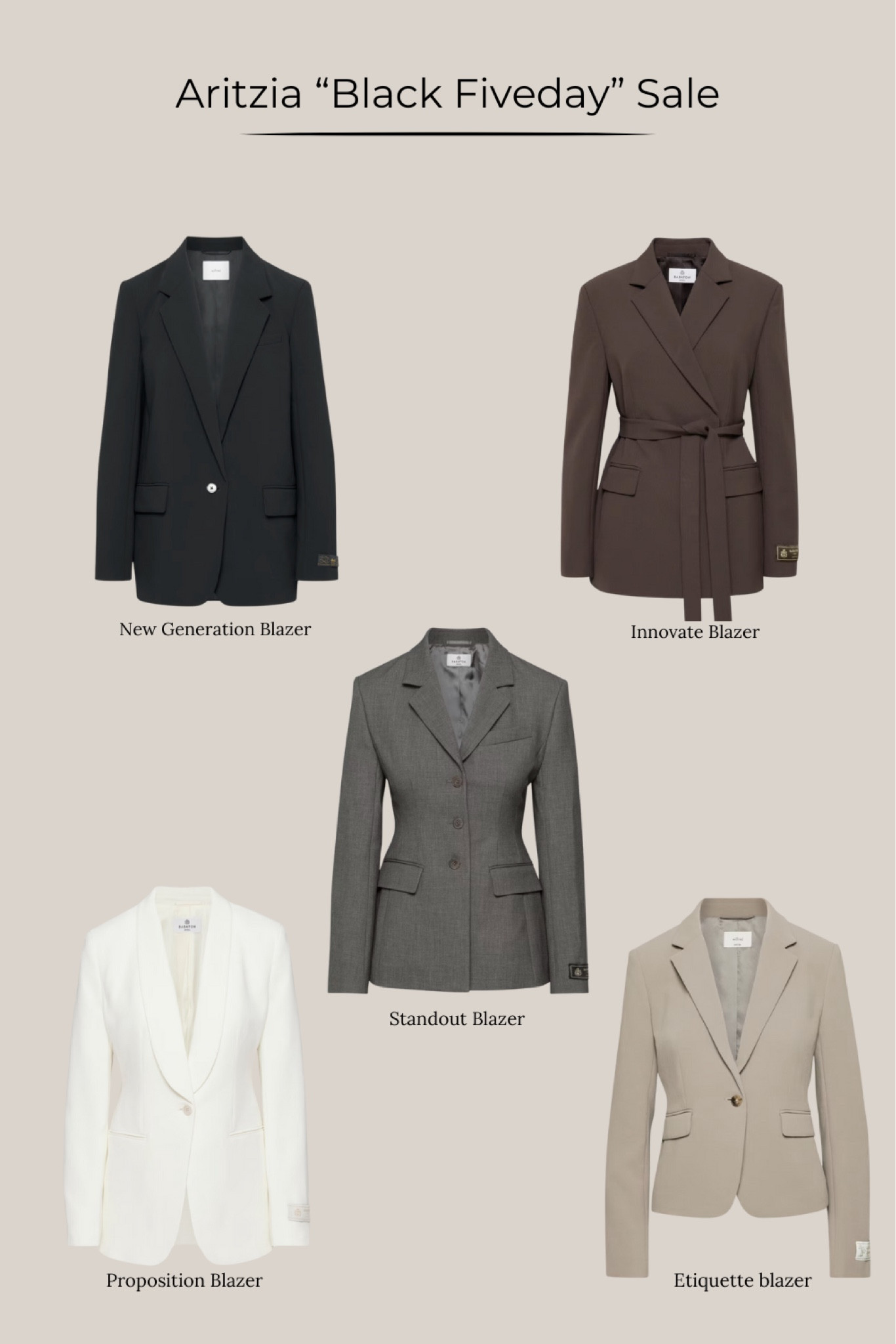 My top 5 must-have Aritzia blazers for Black Friday—don’t miss these timeless wardrobe staples! Shop now for the best deals. ✨ #BlackFridayFinds #AritziaStyle 

#LTKHoliday #LTKGiftGuide #LTKStyleTip
