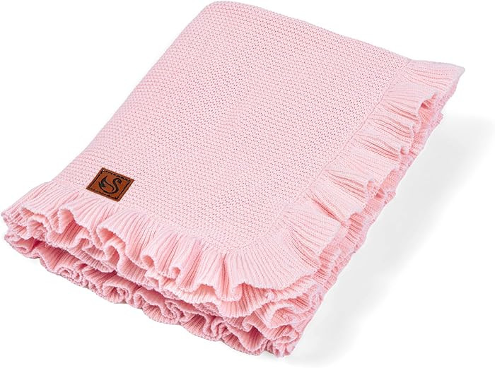 Ruffle Knit Blanket for Baby - 100% Luxury Soft Cotton Knit Warm Cozy Cuddle Stroller Crib Blanke... | Amazon (US)