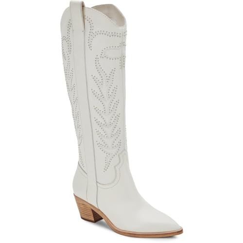 Dolce Vita Womens Solei Leather Tall Cowboy, Western Boots Ivory 7 Medium (B,M) | Amazon (US)