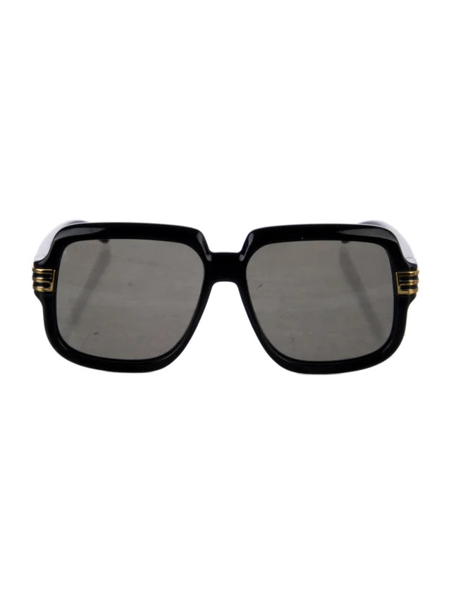 Gucci Web Accent Square Sunglasses - Black Sunglasses, Accessories - GUC1969661 | The RealReal | The RealReal