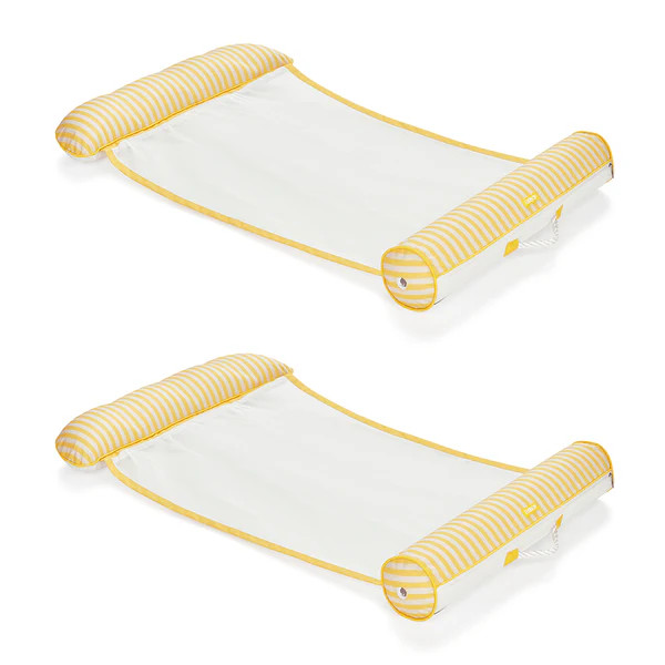 Fabric Pool Hammock 2-Pack, Yellow Stripe | FUNBOY