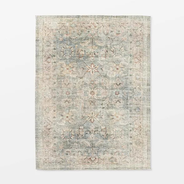 Ledges Digital Floral Print Distressed Persian Rug Green - Threshold™ designed by Studio McGee | Target