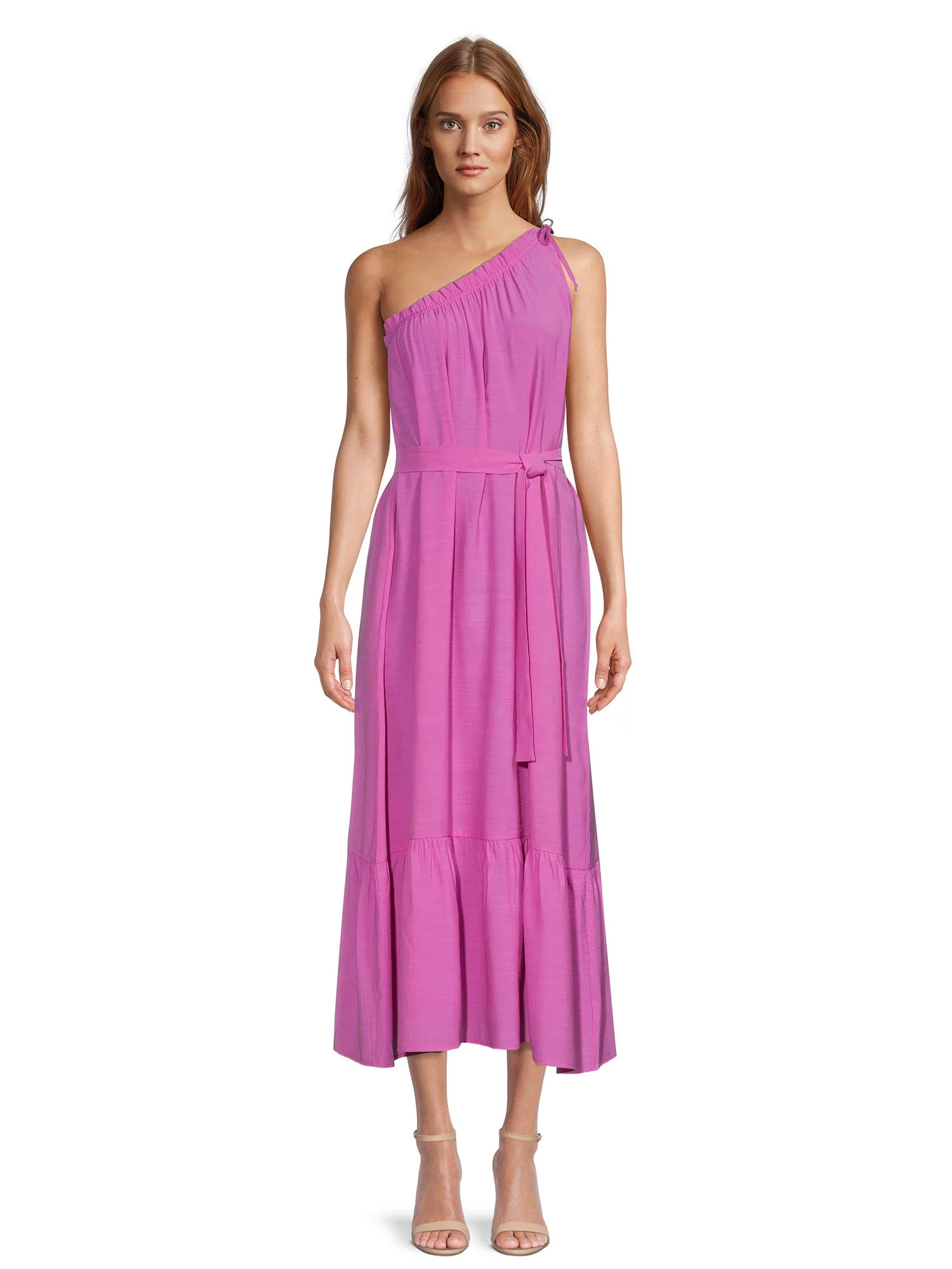 Time and Tru Women's One Shoulder Maxi Dress | Walmart (US)