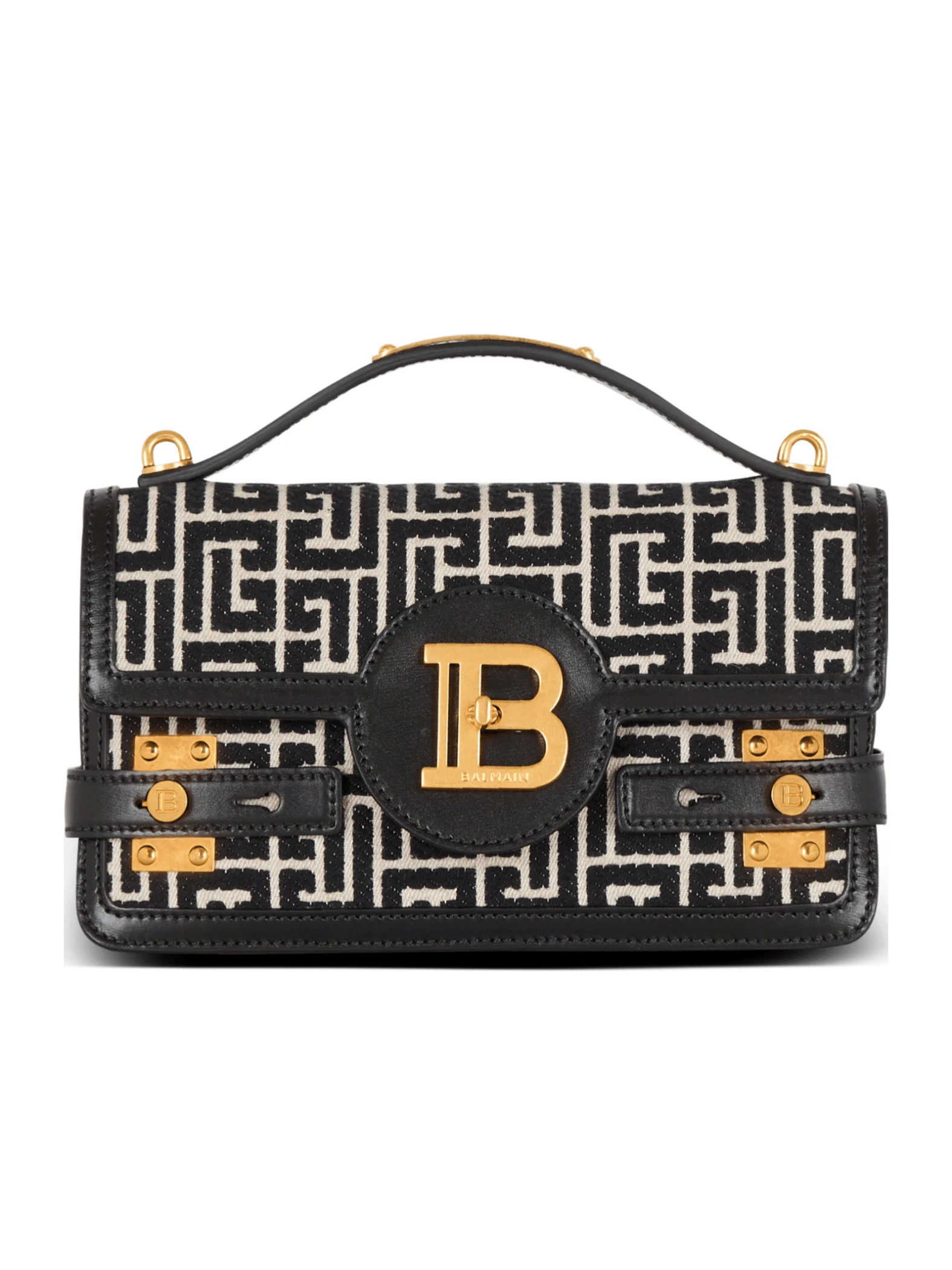 B-Buzz Shoulder 24 bag in calfskin and PB jacquard canvas | Senser US