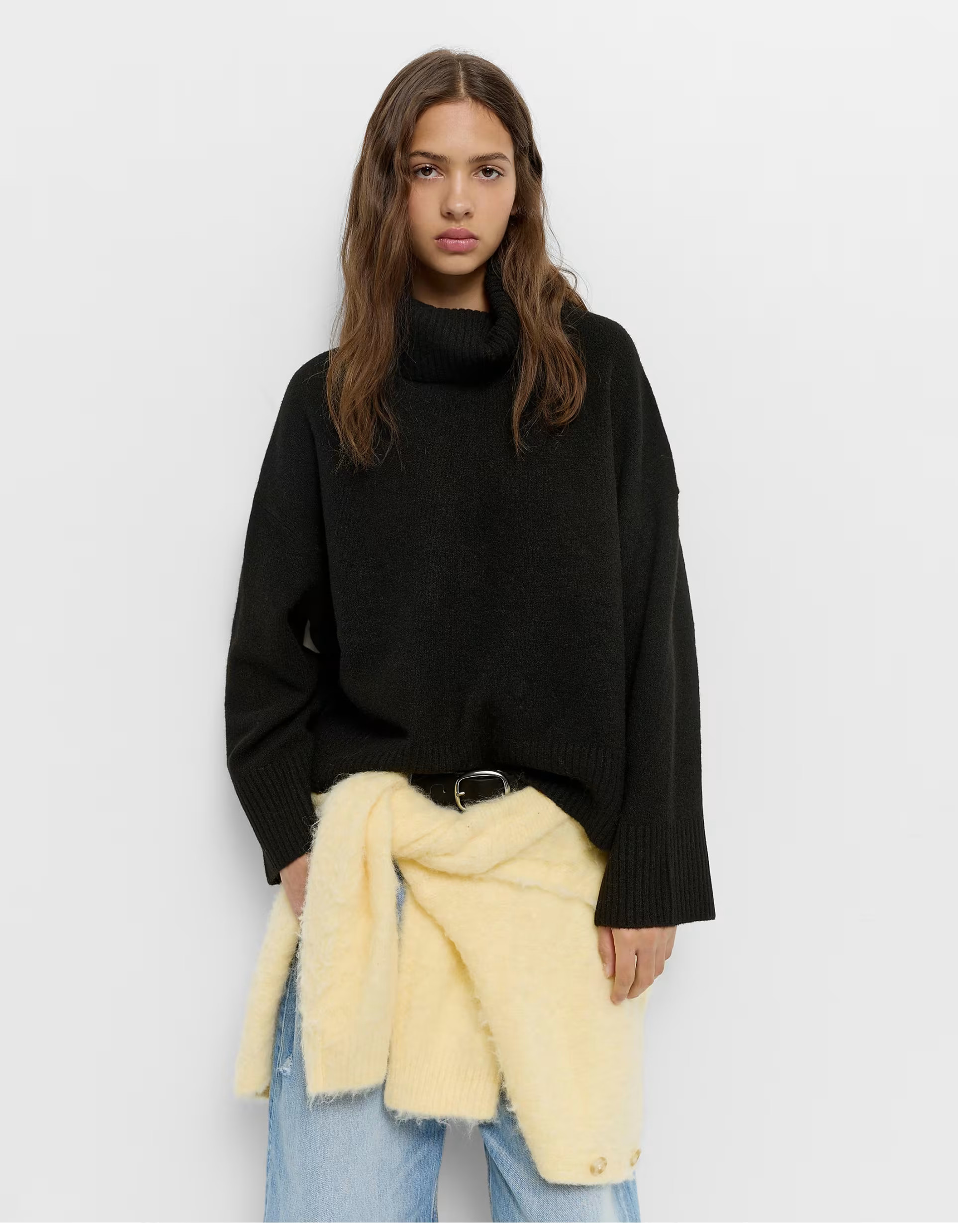Pull&Bear Soft knit high neck jumper in black | ASOS (Global)