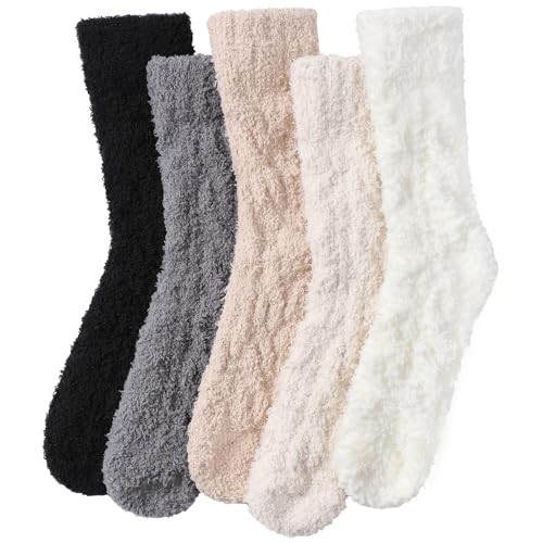 5 Pairs Fuzzy Socks for Women - Cozy Socks for Women, Fluffy Socks Winter Warm Comfy Socks Women | Amazon (US)