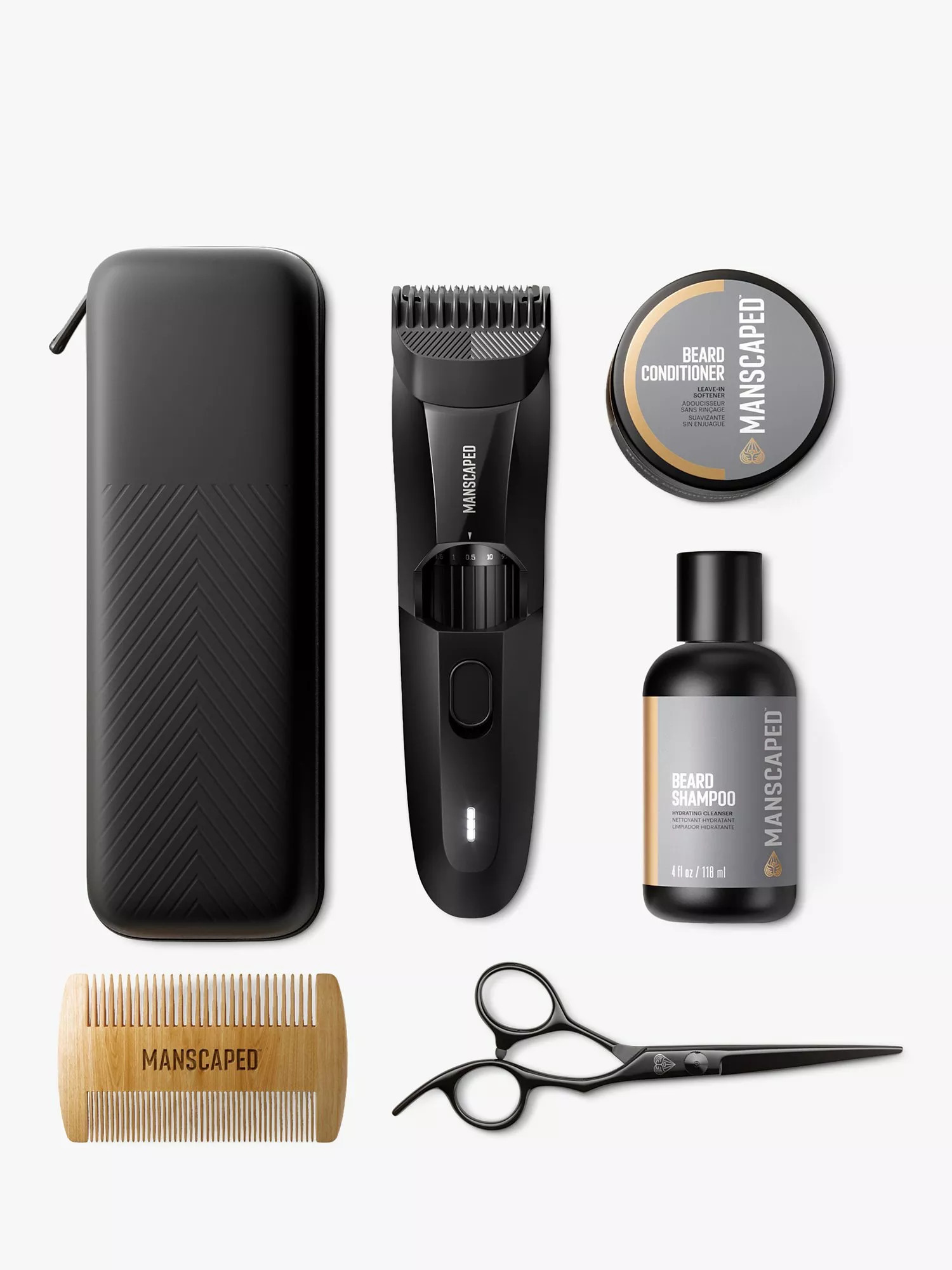 The Beard Hedger Essentials Kit, Cordless Beard Trimmer, Beard Shampoo & Conditioner, Comb & Scissors Gift Set | John Lewis (UK)