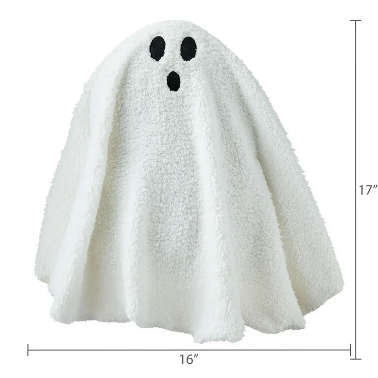 Ghost Sherpa Pillow, White, 17", Halloween by Way To Celebrate | Walmart (US)