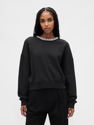 VintageSoft Jewel-Neck Crop Sweatshirt | Gap (US)