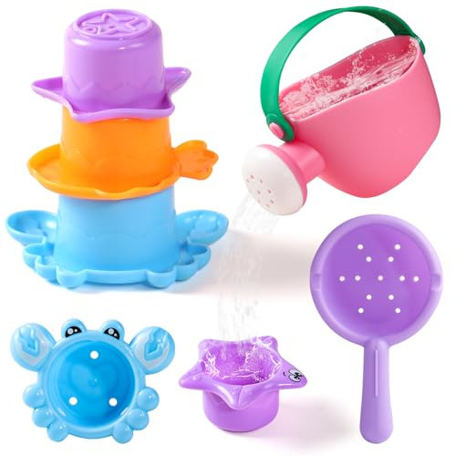 Baby Bath Toys for Kids Ages 1-3 5 PCS Mold Free Toddler Bath Toys for 2-4 Bathtub Water Toys Christmas Baby Gifts (Color Random) | Amazon (US)