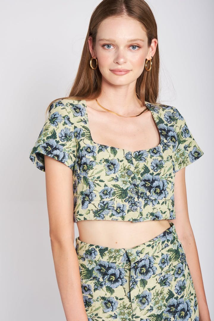 Kiara Jacquard Crop TopEn Saison | Verishop