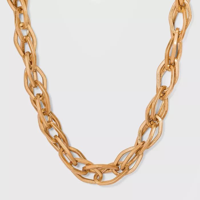 Oval Link Chain Statement Necklace - Universal Thread™ Worn Gold | Target