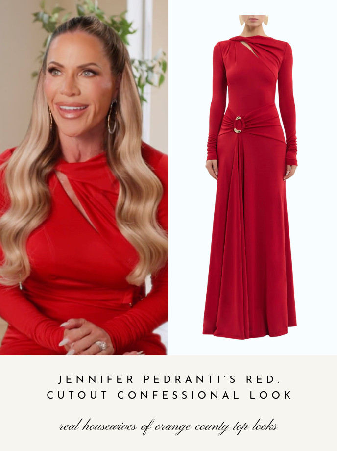 Jennifer Pedranti's Red Cutout Confessional Look 

 