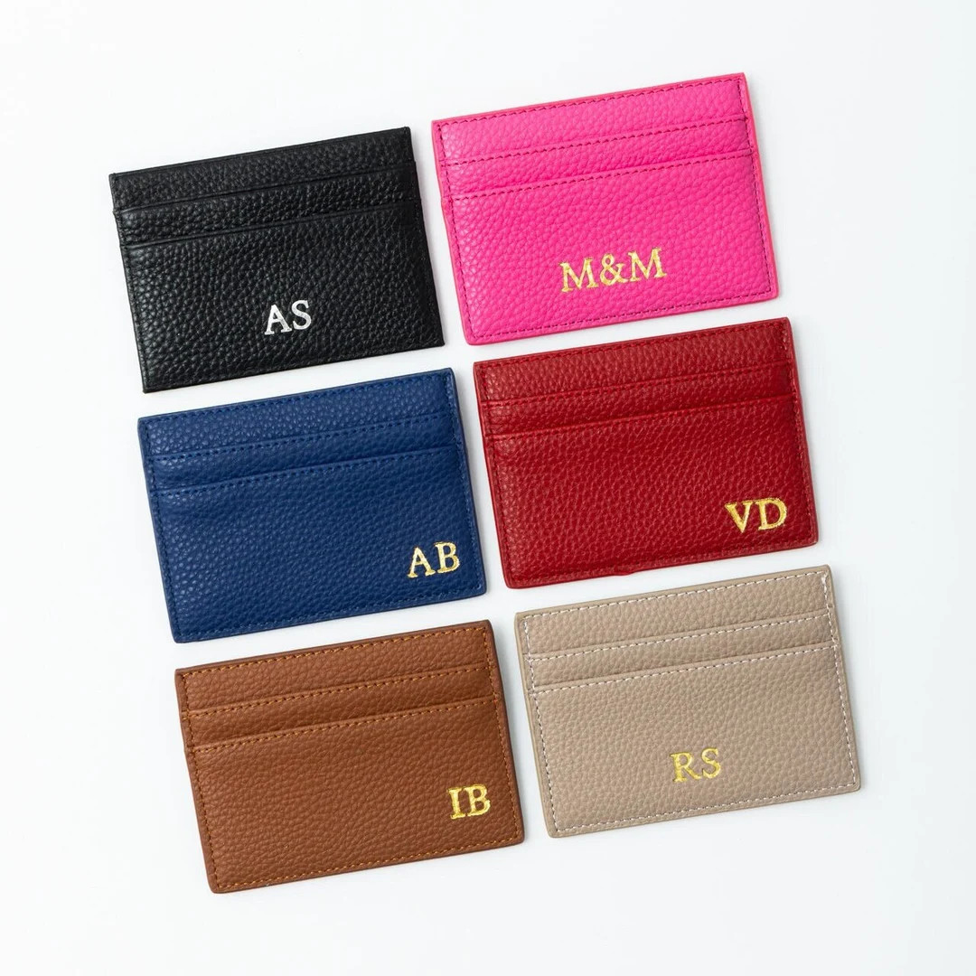 Personalised Leather Card Holder, Card Wallet, Card Case, Custom, Monogram, Initials, Bridesmaid ... | Etsy (US)