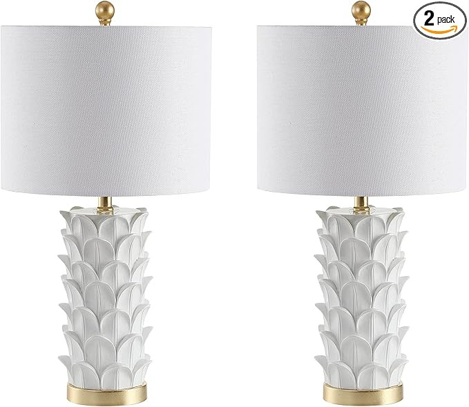 SAFAVIEH Lighting Collection Nico White/ Gold Leaf 25-inch Bedroom Living Room Home Office Desk N... | Amazon (US)