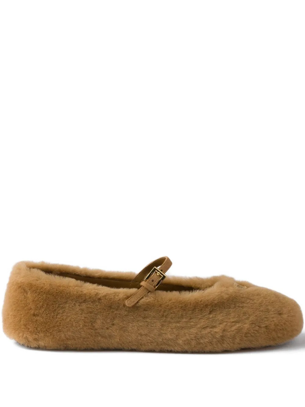 Prada shearling ballet flats - Brown | Farfetch Global
