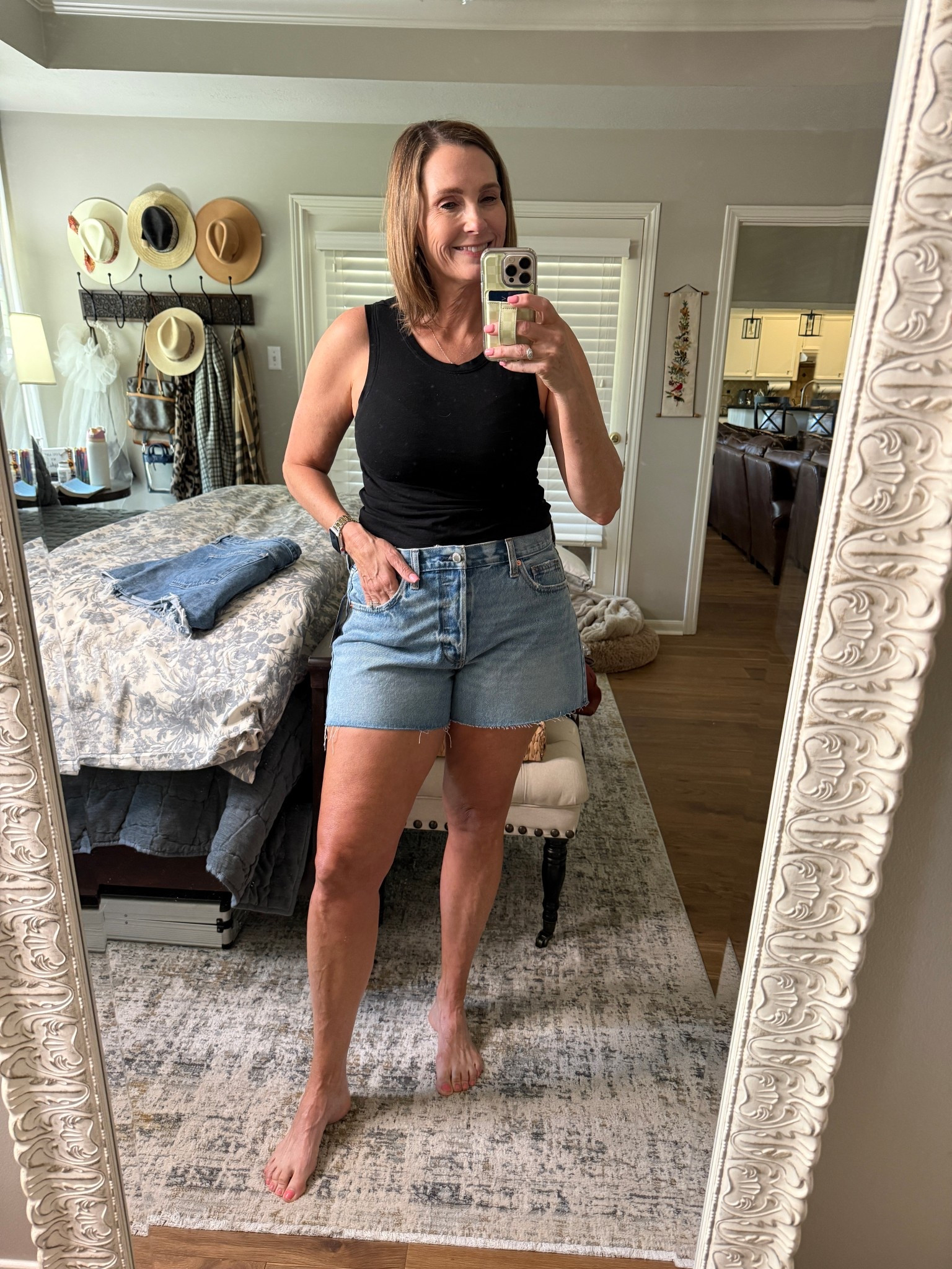 Denim shorts under $20 and “mom” length approved?  Sign me up! 

#LTKOver40 #LTKSaleAlert #LTKMidsize