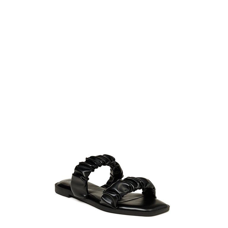 Time and Tru Women's Ruched Strap Sandals - Wide Width Available | Walmart (US)
