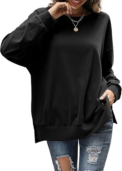 Florboom Womens Oversized Sweatshirts Crew Neck Long Sleeve Tunic Top Casual Fall Soft Pullover | Amazon (US)
