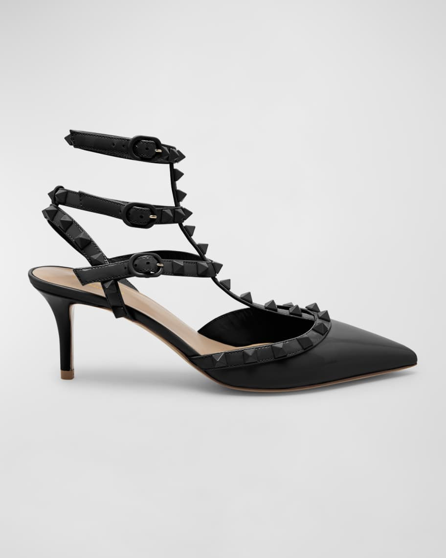 Valentino Garavani Rockstud Patent Caged Ankle-Strap Sandals | Neiman Marcus