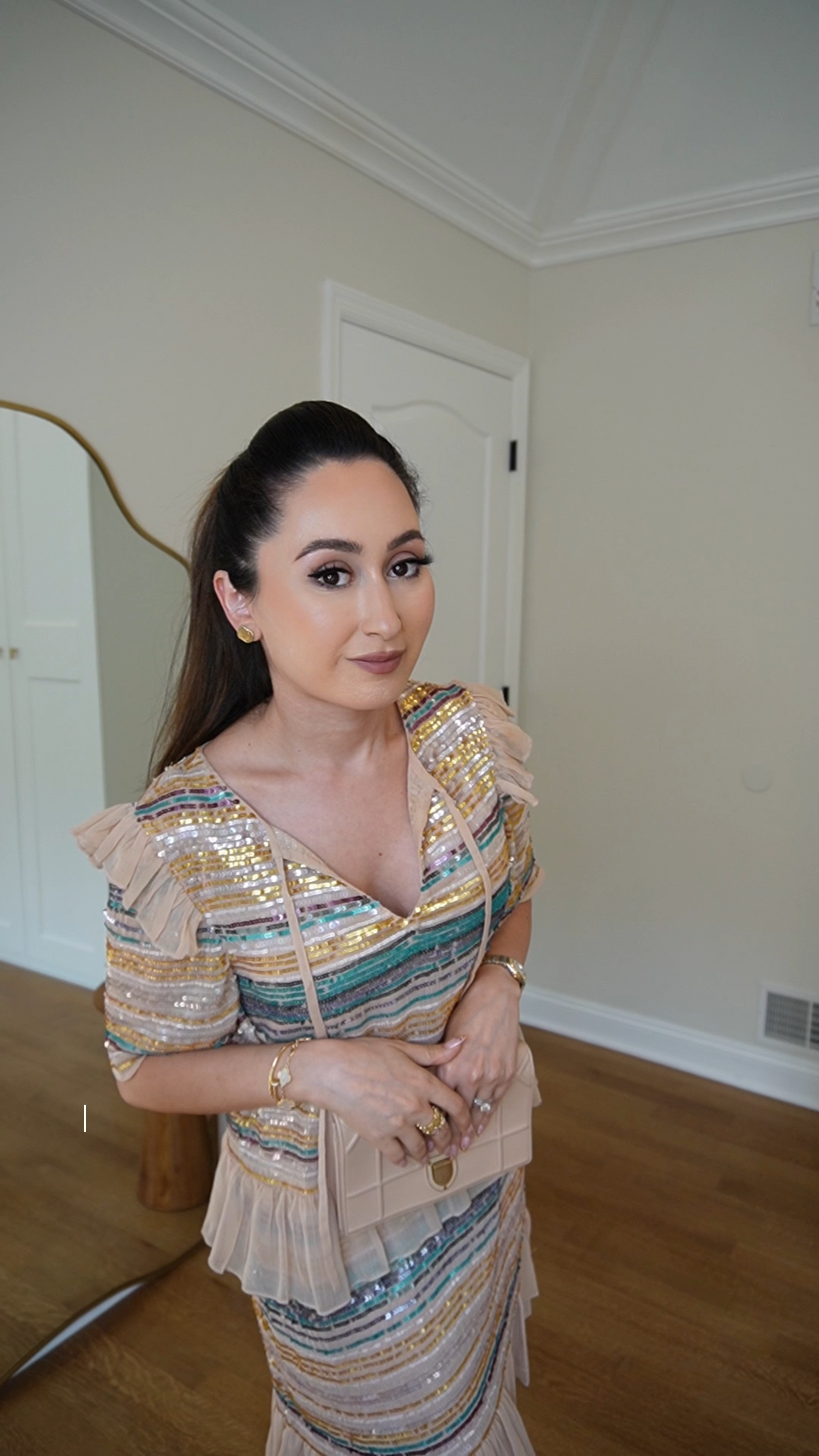 Elevate your special moments with this refined vintage-inspired dress. Because if the details of the dress I preferred to style it with neutral accessories 🩷 
P.S This dress shape is perfect for flattering your silhouette and providing a comfortable, stylish way to conceal any body concerns.

#LTKParties #LTKStyleTip #LTKVideo