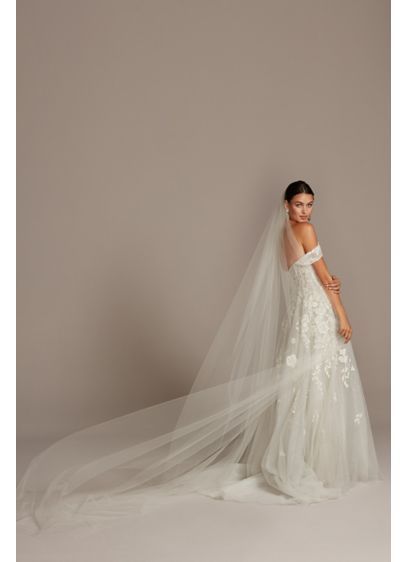 Raw-Edge Tulle Cathedral-Length Veil | Davids Bridal